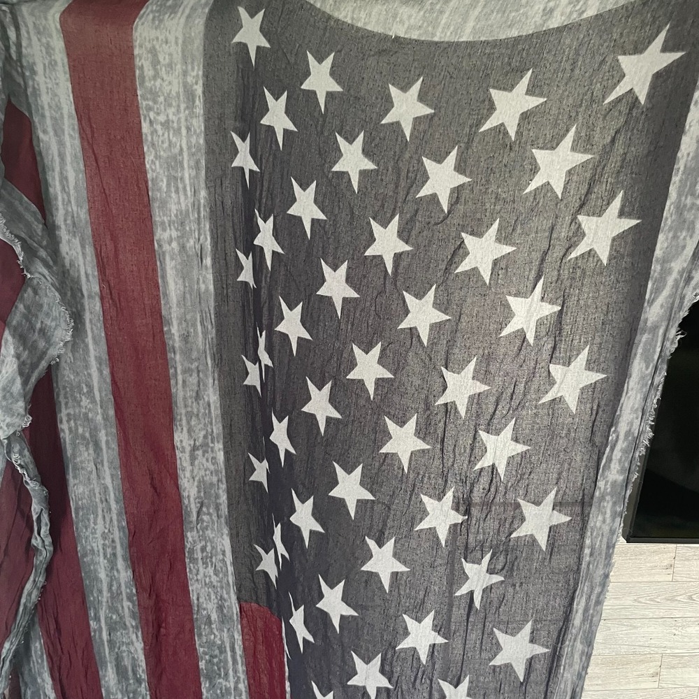 American Flag‎ Scarf Distressed 4th of July Woman's Infinity Wrap Blue 29"Length - Picture 4 of 10